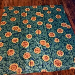 1990s Vintage Collage Fabric Shower Curtain Sunshine Sunflower 70x72